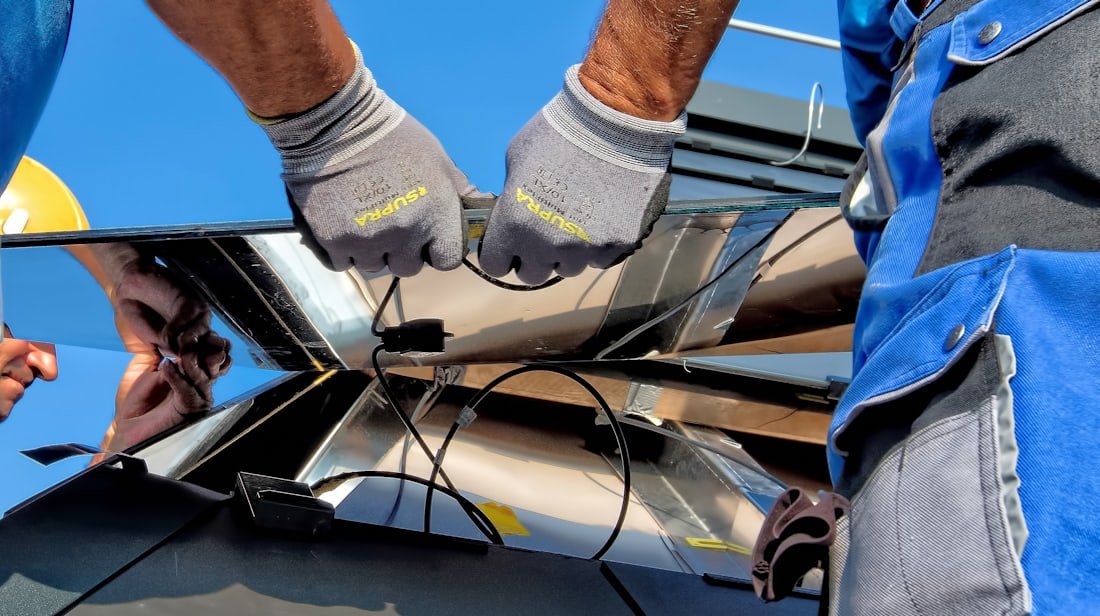 Solar panels on a residential roof